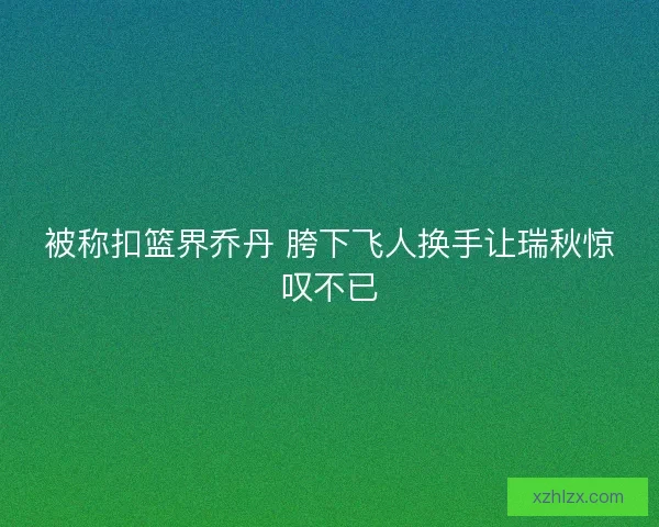 被称扣篮界乔丹 胯下飞人换手让瑞秋惊叹不已