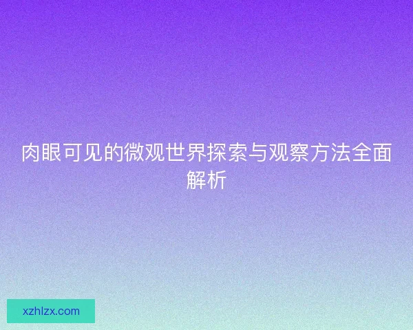肉眼可见的微观世界探索与观察方法全面解析