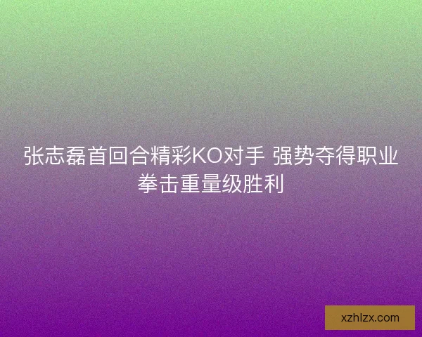 张志磊首回合精彩KO对手 强势夺得职业拳击重量级胜利
